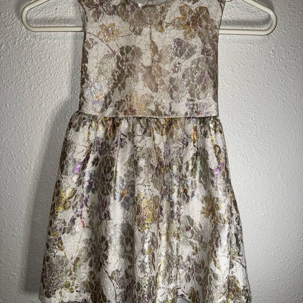 Nannette Silver and Gold Floral Kids Dress